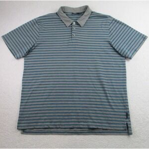 Oakley Polo Shirt Mens XL Gray Blue Striped‎ Short Sleeve Golf Casual Classic